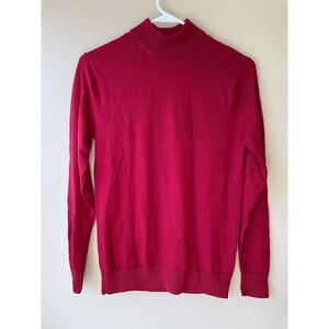 Murano Red Faux Turtleneck Merino Wool Women's Sweater Size Small